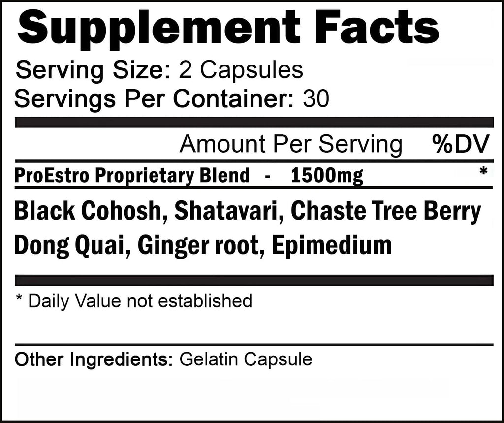 Proestro Estrogen Pills for Women | Female Hormone Balance Supplement | Fertility to Menopause Mood and Energy Support - 60 Capsules