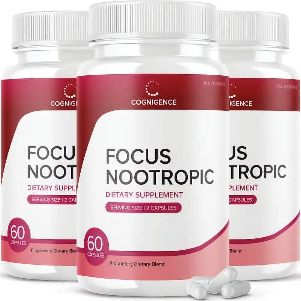 Nootropic Memory Booster for Focus, Clarity, Memory & Energy Support Supplement (3 Pack - 180 Capsules)