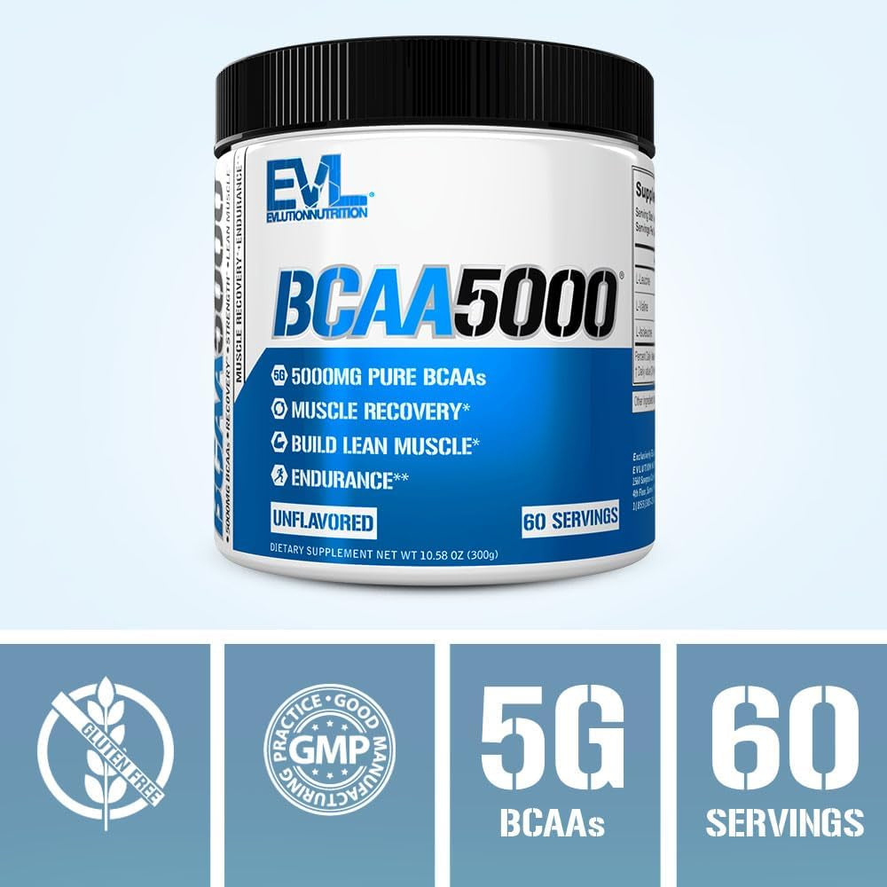 EVL Bcaas Amino Acids Powder - BCAA Powder Post Workout Recovery Drink and Stim