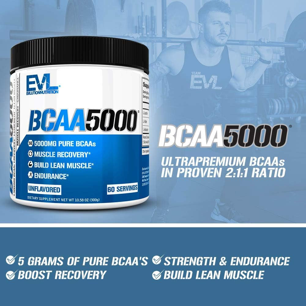 EVL Bcaas Amino Acids Powder - BCAA Powder Post Workout Recovery Drink and Stim