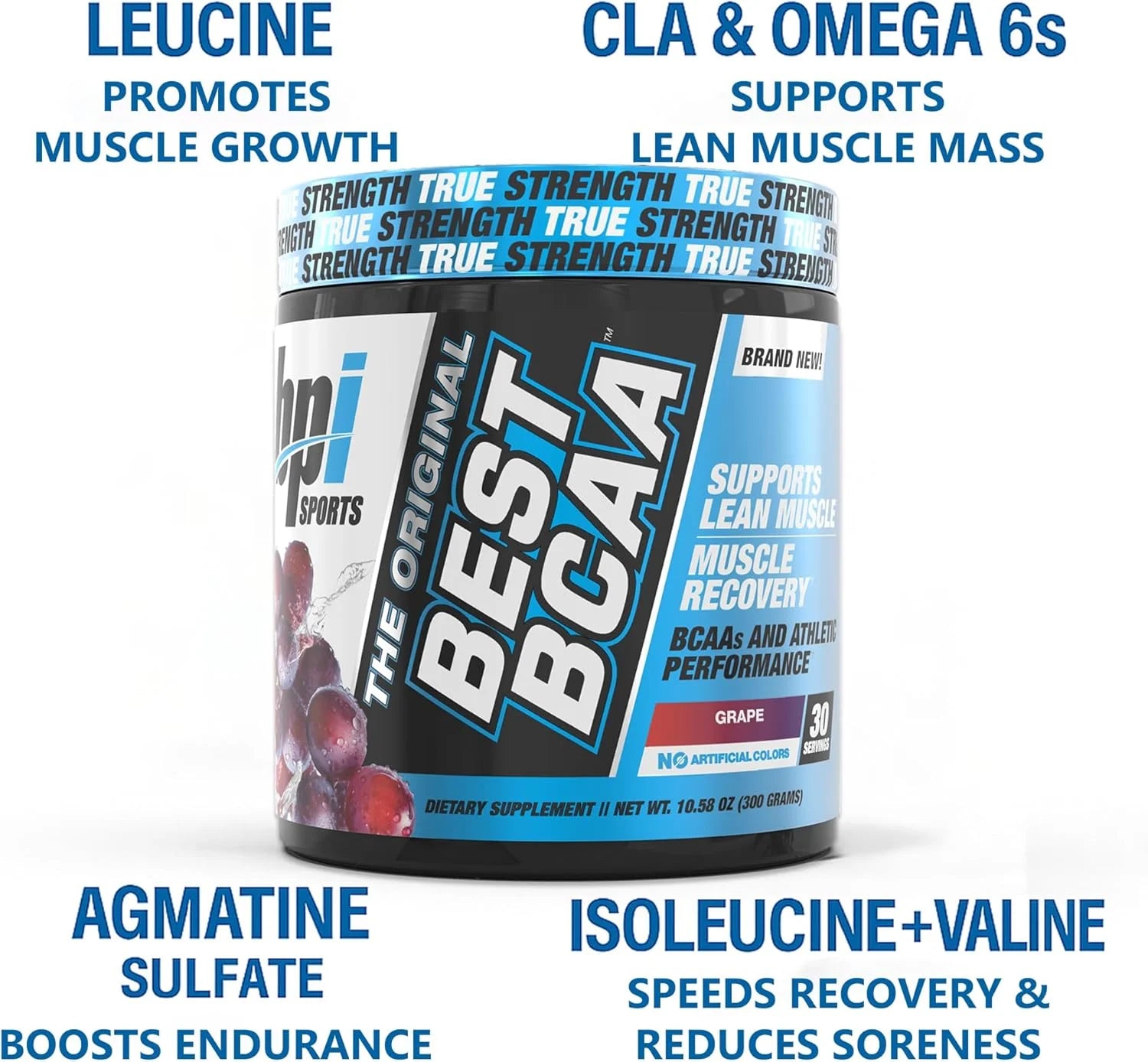 Best BCAA Powder, Grape, 10.58 Oz, 30 Servings, Amino Acids for Muscle Recovery