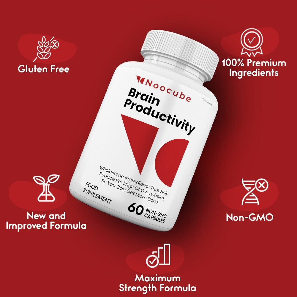 (5 Pack) Noocube Brain Productivity Pills, Cognitive & Memory, Premium Formula
