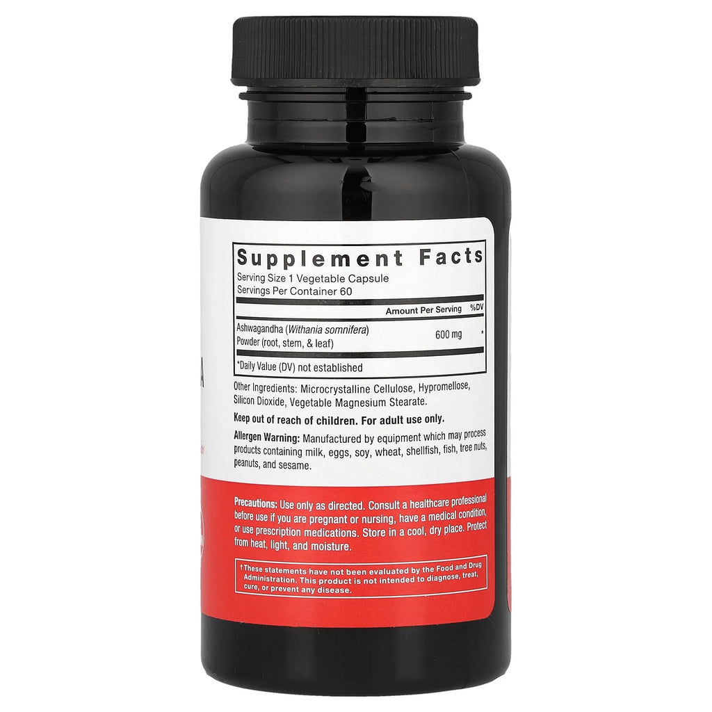 Ashwagandha , 600 Mg , 60 Vegetable Capsules