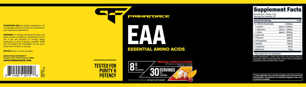 EAA Powder (30 Servings, Tropical Punch) - Essential Amino Acids for Pre/Intra Workout and Recovery - Non-Gmo and Gluten Free