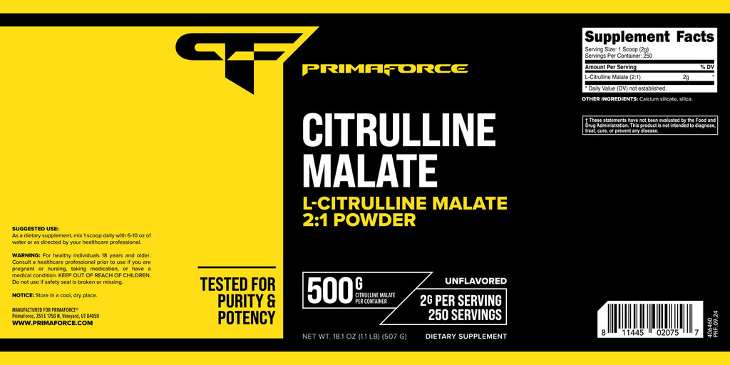 L-Citrulline Malate Powder, Unflavored Pre Workout Supplement, 500 Grams