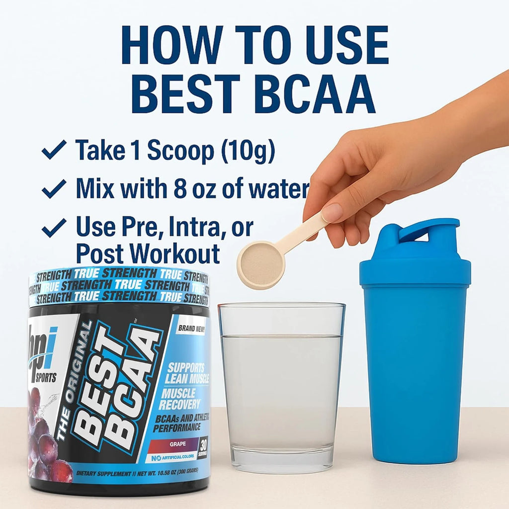 Best BCAA Powder, Grape, 10.58 Oz, 30 Servings, Amino Acids for Muscle Recovery