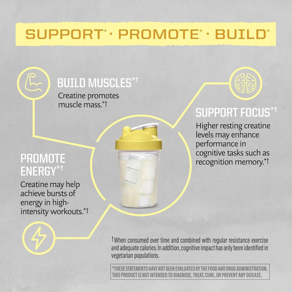 Vegan Creatine Monohydrate Powder, Preworkout Recover Supplement, Lemonade, 12.34 Oz