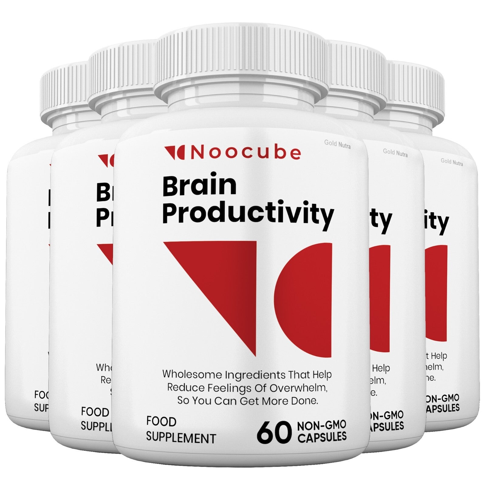 (5 Pack) Noocube Brain Productivity Pills, Cognitive & Memory, Premium Formula
