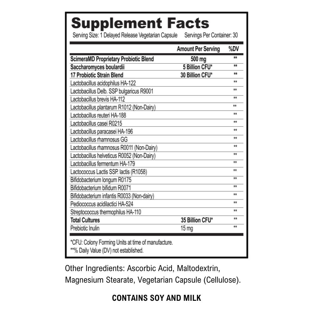 Scimera MD® Asprega Probiotic + Prebiotic Supplement for Digestive Health and Immune System Support, 35 Billion CFUs