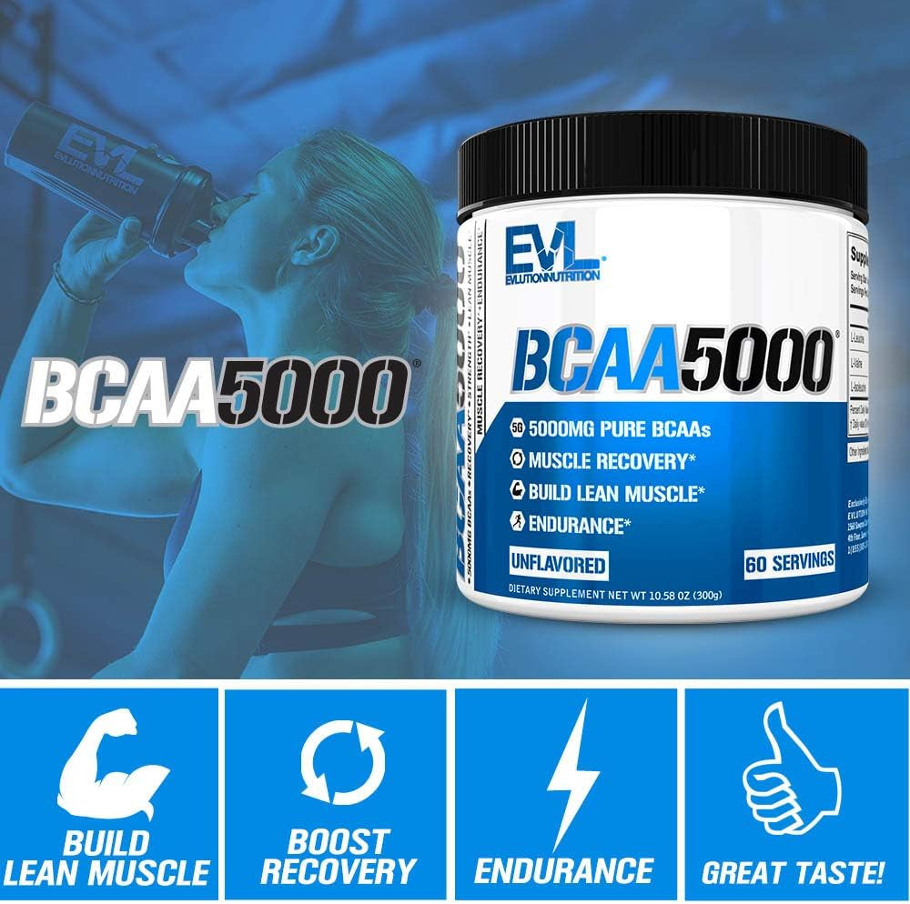 EVL Bcaas Amino Acids Powder - BCAA Powder Post Workout Recovery Drink and Stim